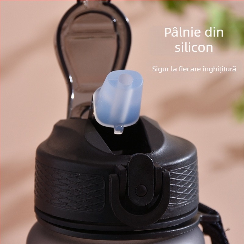 Ronya sticlă de sport cu pai, capac gradient, 1 L, pentru drumeții în aer liber