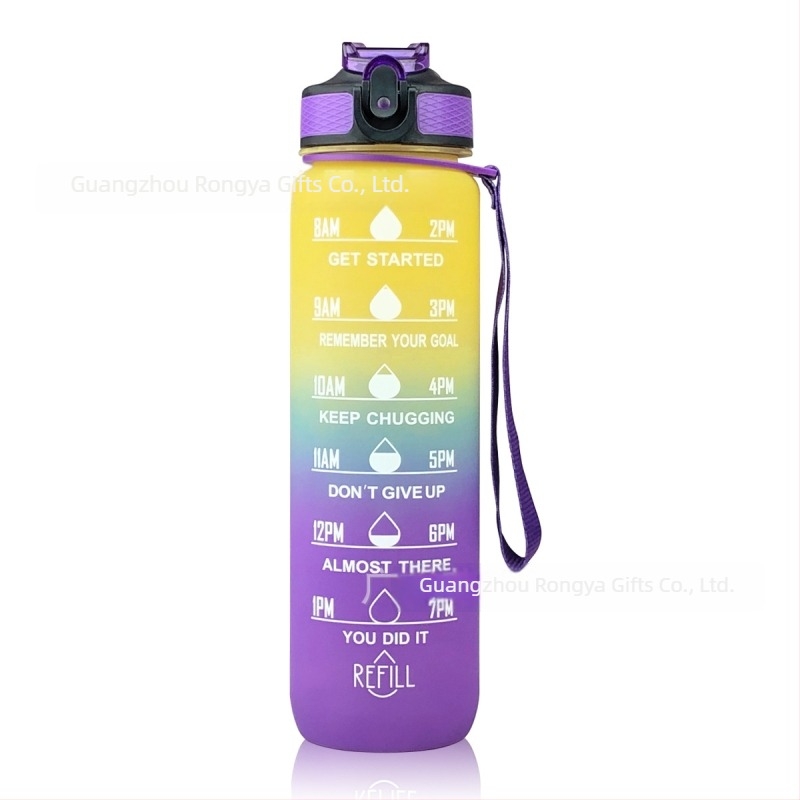 Ronya sticlă de sport cu pai, capac gradient, 1 L, pentru drumeții în aer liber