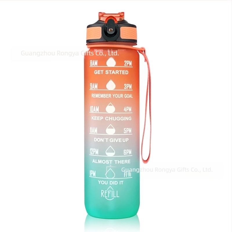 Ronya sticlă de sport cu pai, capac gradient, 1 L, pentru drumeții în aer liber