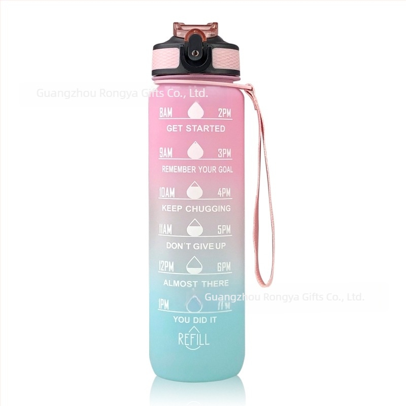 Ronya sticlă de sport cu pai, capac gradient, 1 L, pentru drumeții în aer liber