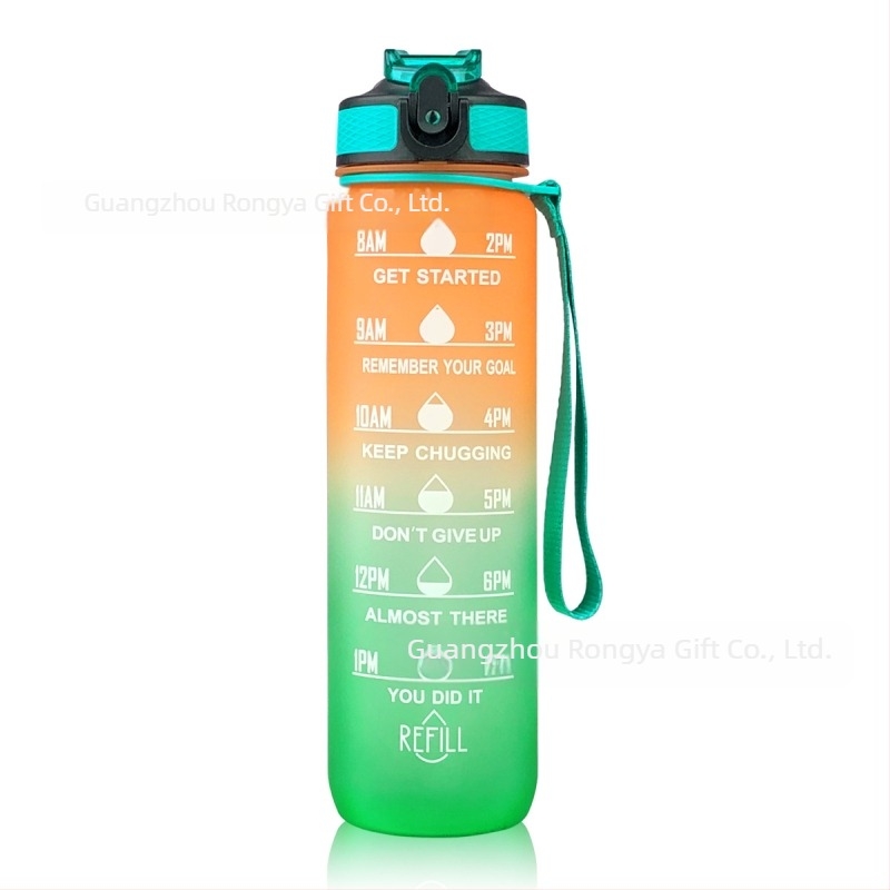 Ronya sticlă de sport cu pai, capac gradient, 1 L, pentru drumeții în aer liber