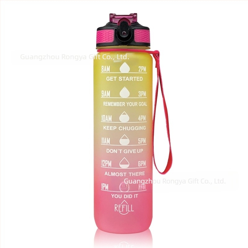 Ronya sticlă de sport cu pai, capac gradient, 1 L, pentru drumeții în aer liber