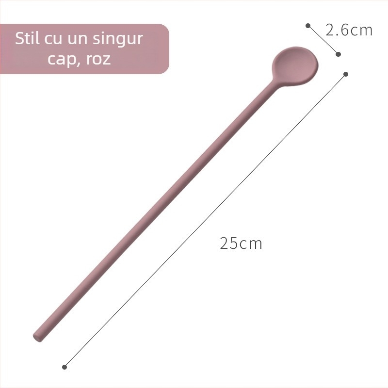 Silicon alimentar, spatulă dublă cu lingură de amestec, bețișor cu mâner lung, pentru miere și lapte praf, rezistent la temperaturi înalte