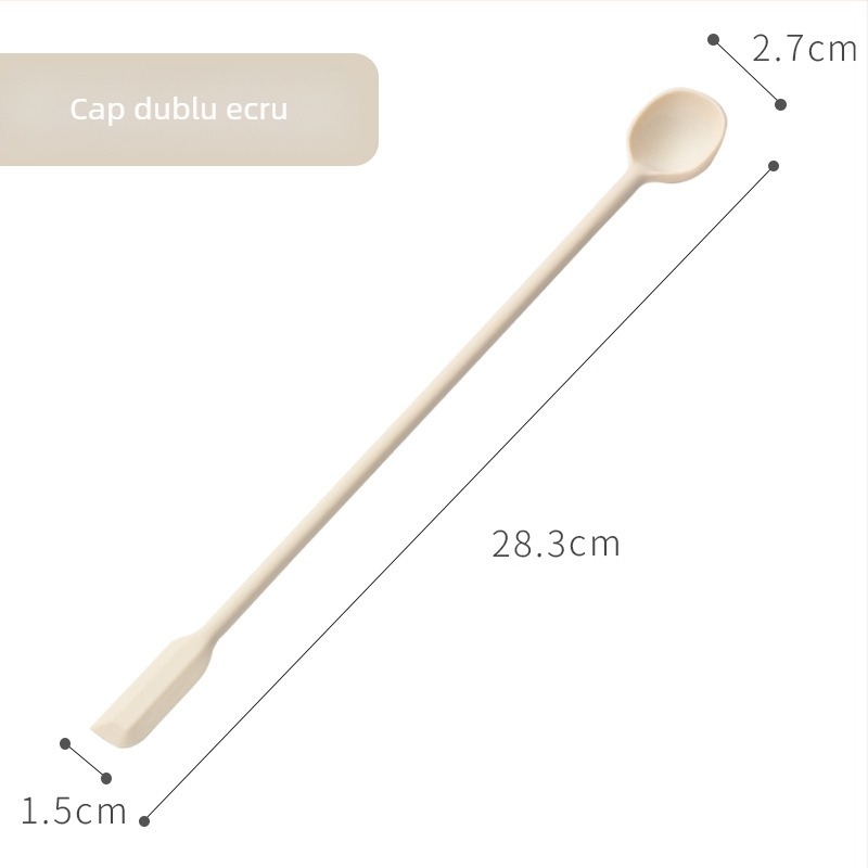 Silicon alimentar, spatulă dublă cu lingură de amestec, bețișor cu mâner lung, pentru miere și lapte praf, rezistent la temperaturi înalte