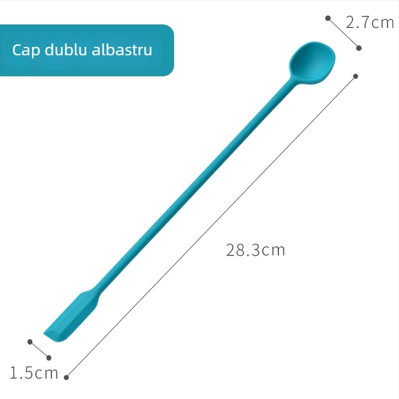 Silicon alimentar, spatulă dublă cu lingură de amestec, bețișor cu mâner lung, pentru miere și lapte praf, rezistent la temperaturi înalte