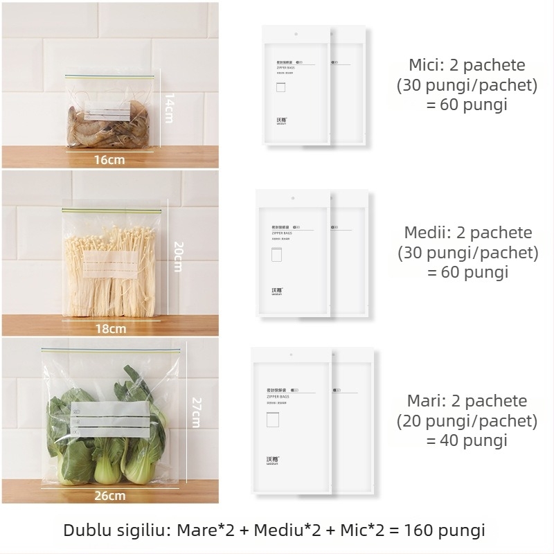 Pungi sigilate de congelator pentru găluște și legume