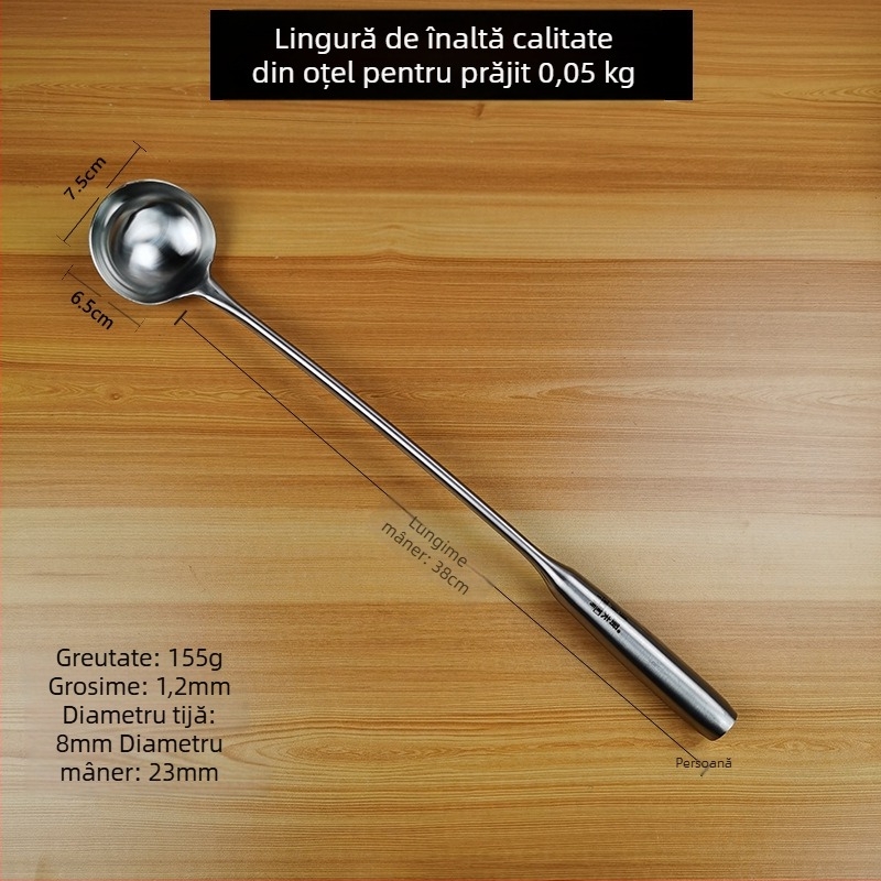 Lingură de supă din oțel inoxidabil cu mâner lung, pentru uz casnic, potrivită pentru supă, hot pot și terci, capacitate mare, design elegant