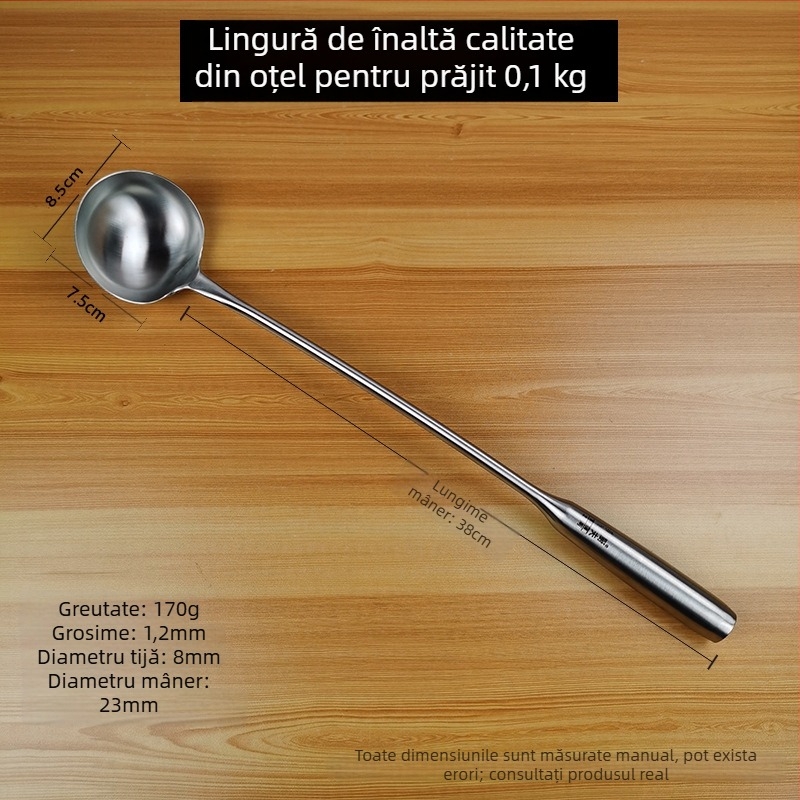 Lingură de supă din oțel inoxidabil cu mâner lung, pentru uz casnic, potrivită pentru supă, hot pot și terci, capacitate mare, design elegant