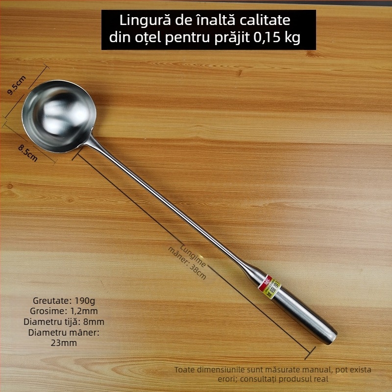 Lingură de supă din oțel inoxidabil cu mâner lung, pentru uz casnic, potrivită pentru supă, hot pot și terci, capacitate mare, design elegant