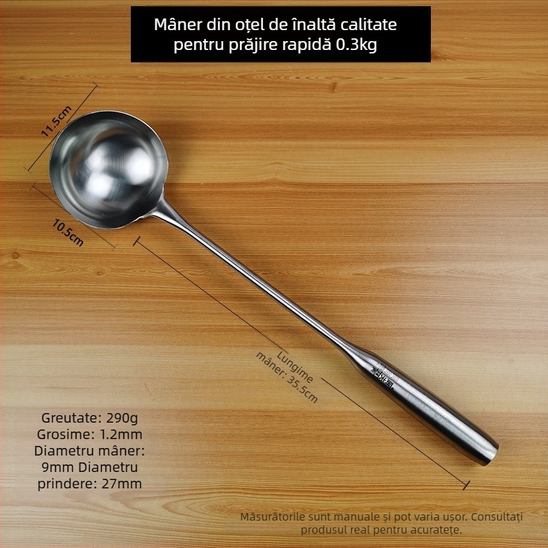 Lingură de supă din oțel inoxidabil cu mâner lung, pentru uz casnic, potrivită pentru supă, hot pot și terci, capacitate mare, design elegant