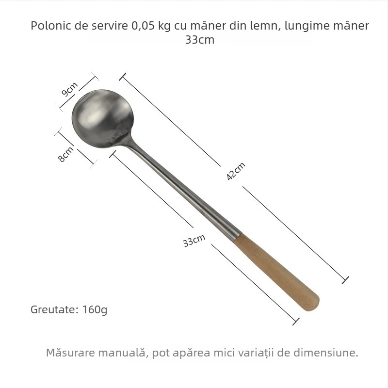Lingură de supă din oțel inoxidabil cu mâner lung, pentru uz casnic, potrivită pentru supă, hot pot și terci, capacitate mare, design elegant