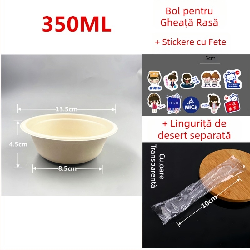 Cupa circulară biodegradabilă din pulpă de hârtie pentru deserturi cu gheață rasă, pastă taro