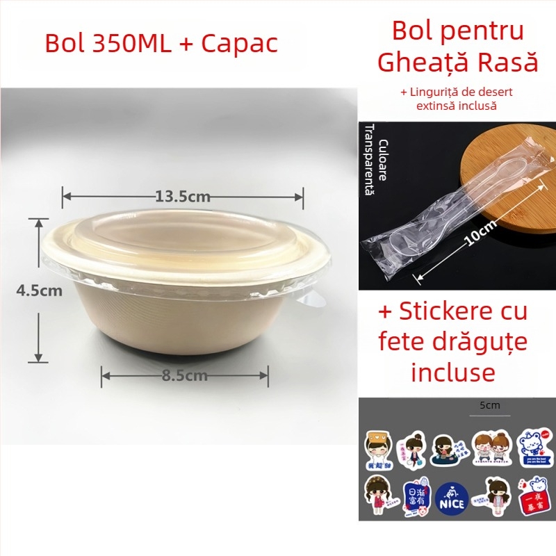 Cupa circulară biodegradabilă din pulpă de hârtie pentru deserturi cu gheață rasă, pastă taro