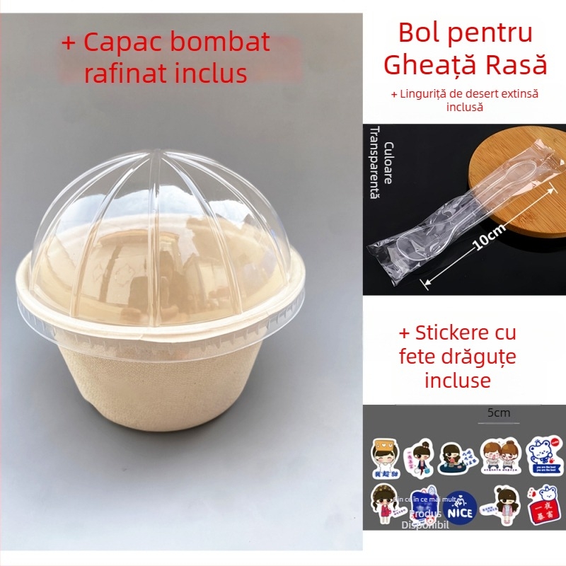 Cupa circulară biodegradabilă din pulpă de hârtie pentru deserturi cu gheață rasă, pastă taro