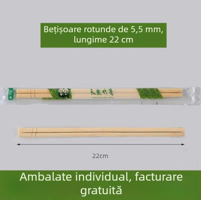 Set din bețișoare din bambus cu tacâmuri patru în unu într-o husă, compatibil cu cuptorul cu microunde