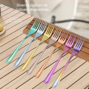 Stil nordic: furculițe pentru desert din titan pur – set colorat, antibacterian