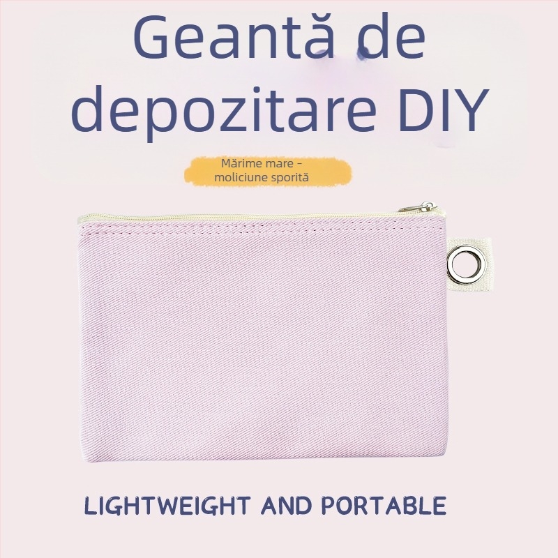 Geantă din pânză cu fermoar pentru depozitare, husă DIY goală pentru pixuri și cosmetice