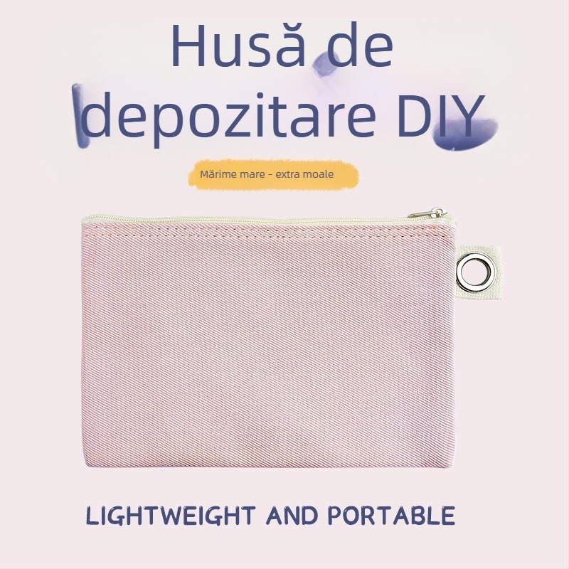Geantă din pânză cu fermoar pentru depozitare, husă DIY goală pentru pixuri și cosmetice