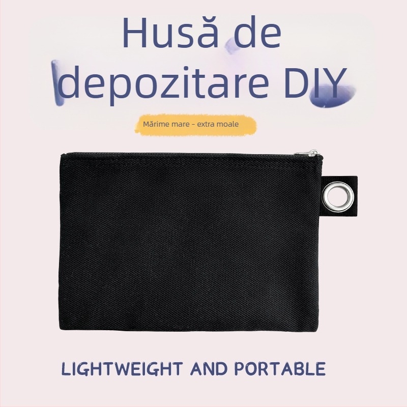 Geantă din pânză cu fermoar pentru depozitare, husă DIY goală pentru pixuri și cosmetice