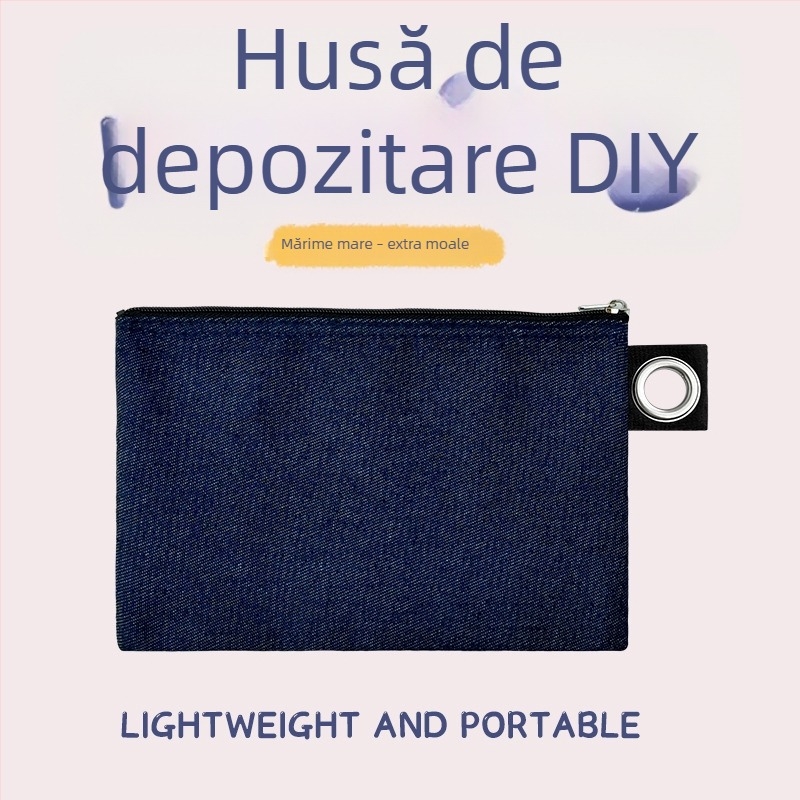 Geantă din pânză cu fermoar pentru depozitare, husă DIY goală pentru pixuri și cosmetice