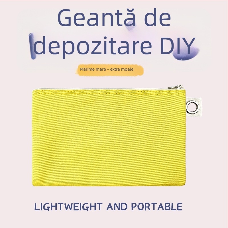 Geantă din pânză cu fermoar pentru depozitare, husă DIY goală pentru pixuri și cosmetice