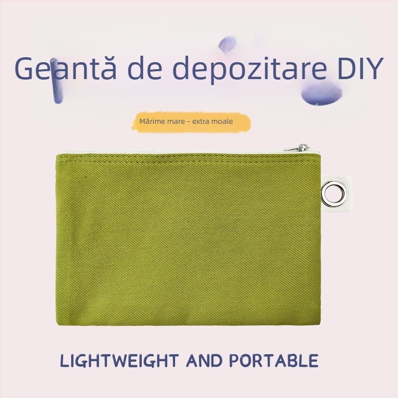 Geantă din pânză cu fermoar pentru depozitare, husă DIY goală pentru pixuri și cosmetice