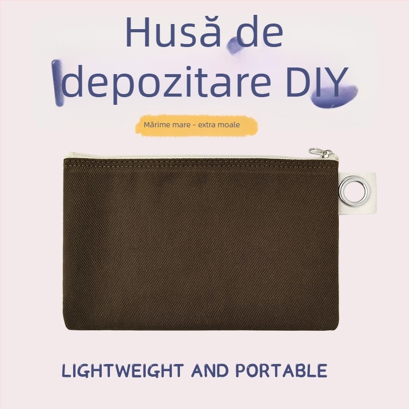 Geantă din pânză cu fermoar pentru depozitare, husă DIY goală pentru pixuri și cosmetice