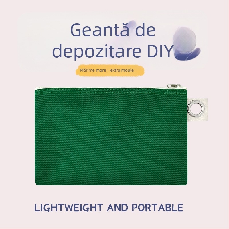 Geantă din pânză cu fermoar pentru depozitare, husă DIY goală pentru pixuri și cosmetice