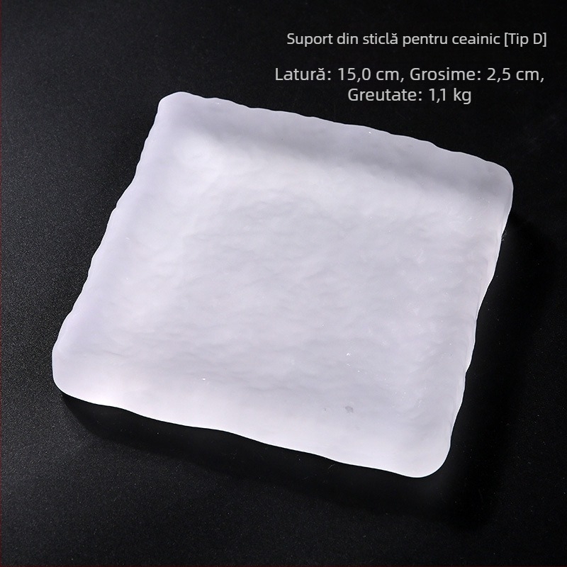 Suport din sticlă mată pentru ceainic, stil japonez, tavă pentru infuzare uscată, plăcuță din sticlă, dimensiune mică