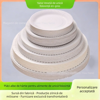 Farfurii de hârtie de unică folosință, albe cu modele colorate, pentru petreceri pentru copii DIY, 7 inchi și 9 inchi (ambalare de 10)