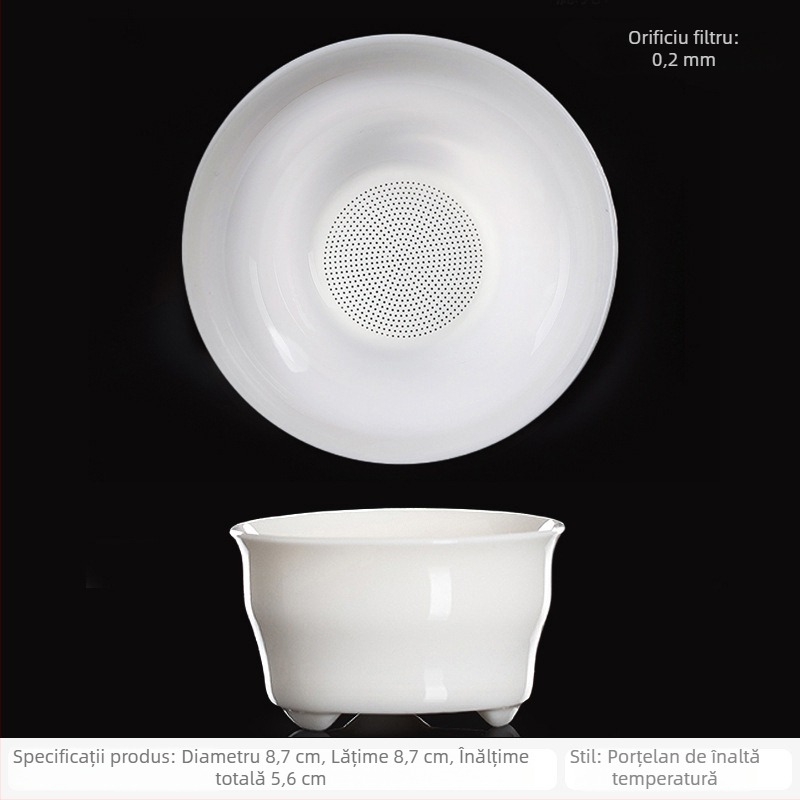 Infuzor de ceai din porțelan cu filtru din plasă pentru set ceramic de ceai