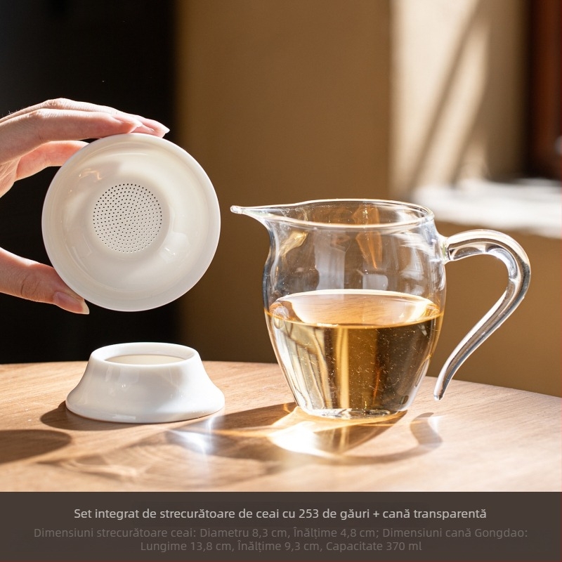 Infuzor de ceai din porțelan cu filtru din plasă pentru set ceramic de ceai
