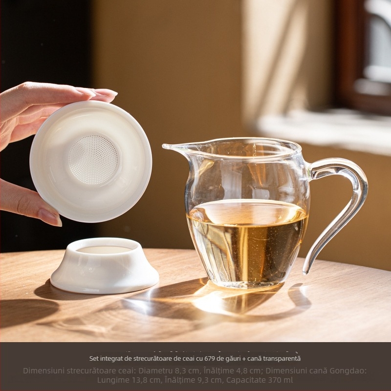 Infuzor de ceai din porțelan cu filtru din plasă pentru set ceramic de ceai