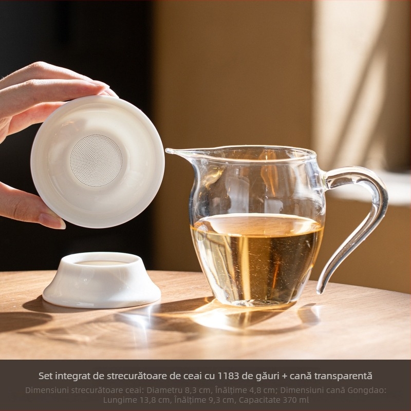 Infuzor de ceai din porțelan cu filtru din plasă pentru set ceramic de ceai