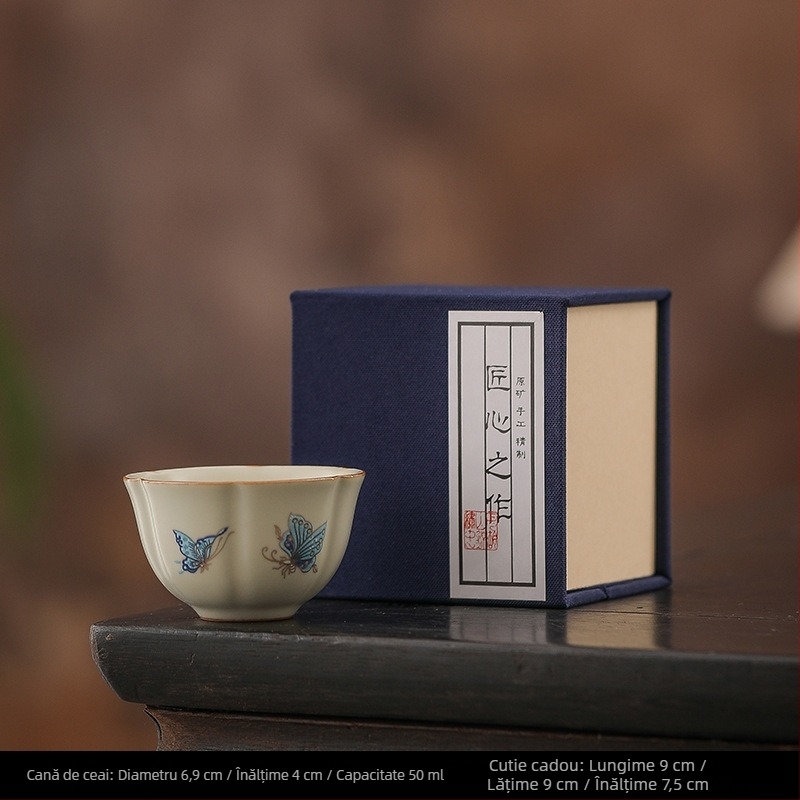 Ru Kiln Master Cup — Ceașcă de ceai ceramică Jianzhan, lucrată manual Gongfu