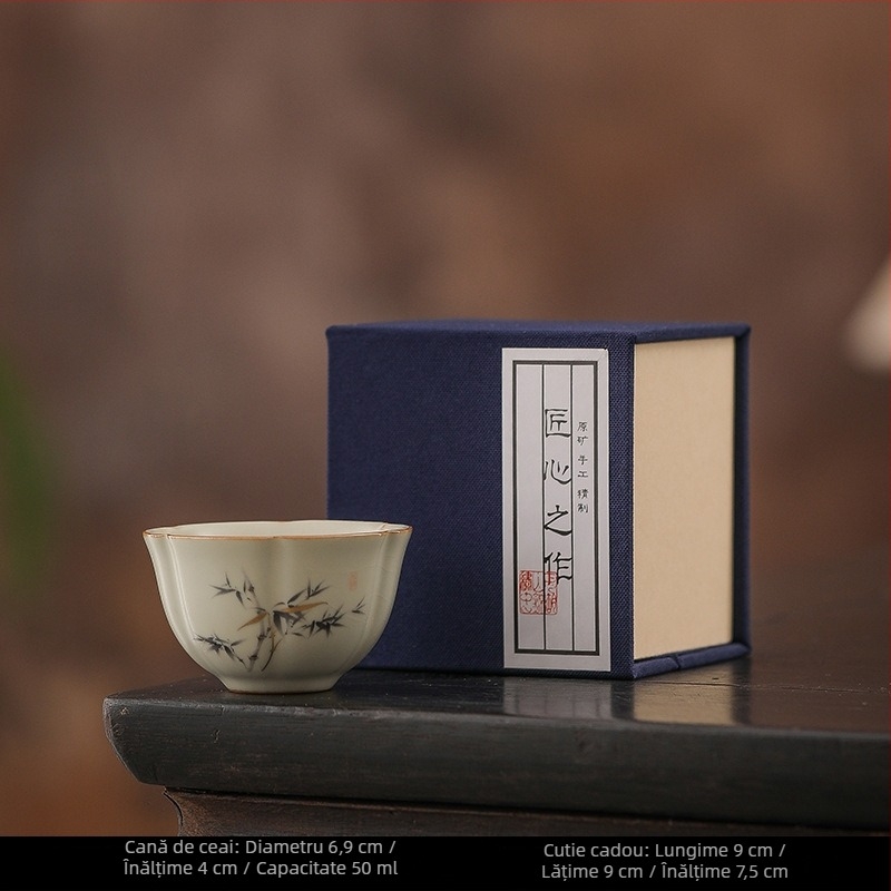 Ru Kiln Master Cup — Ceașcă de ceai ceramică Jianzhan, lucrată manual Gongfu