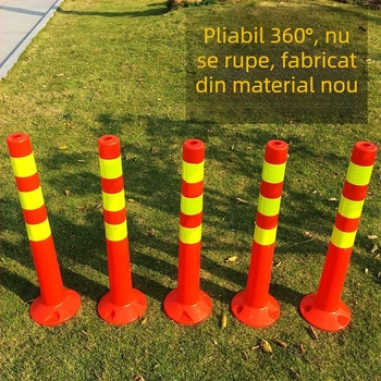 Coloană de avertizare din plastic PE cu tijă PU elastică, separator EVA pentru drum, coloană reflectorizantă și stâlpi ghidaj