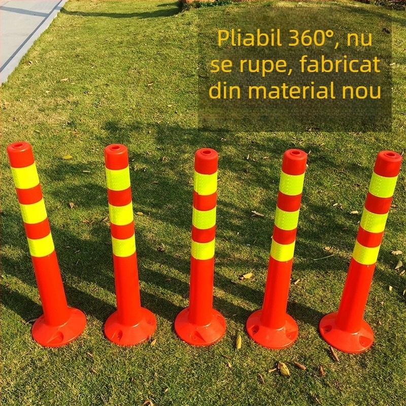 Coloană de avertizare din plastic PE cu tijă PU elastică, separator EVA pentru drum, coloană reflectorizantă și stâlpi ghidaj