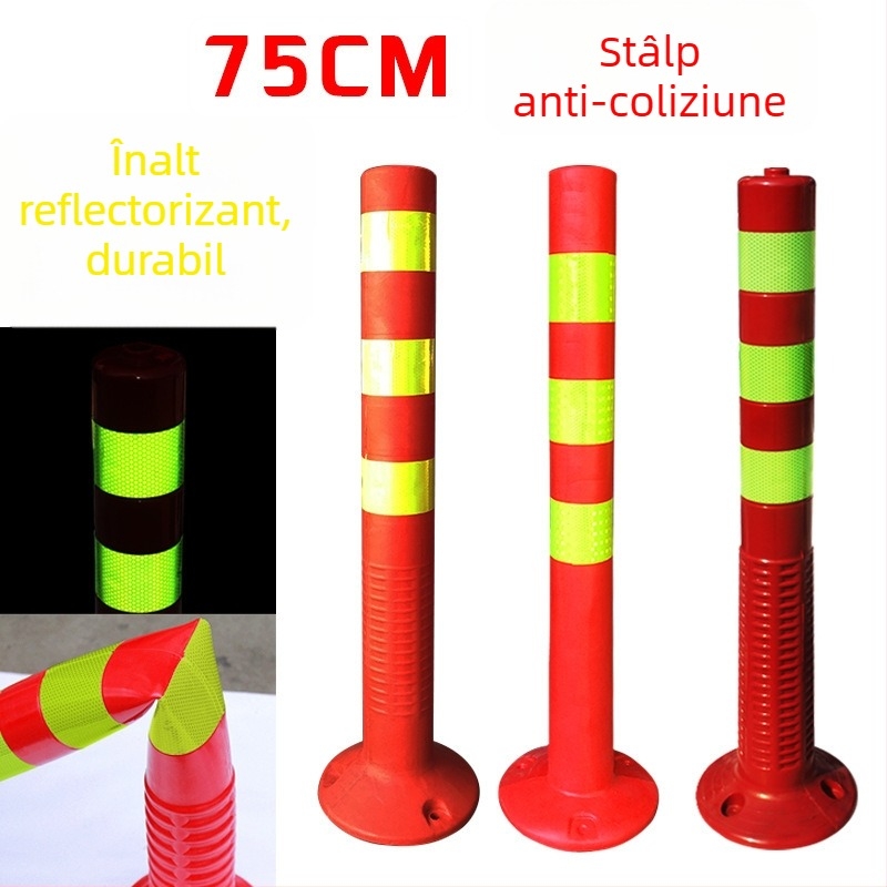 Coloană de avertizare din plastic PE cu tijă PU elastică, separator EVA pentru drum, coloană reflectorizantă și stâlpi ghidaj