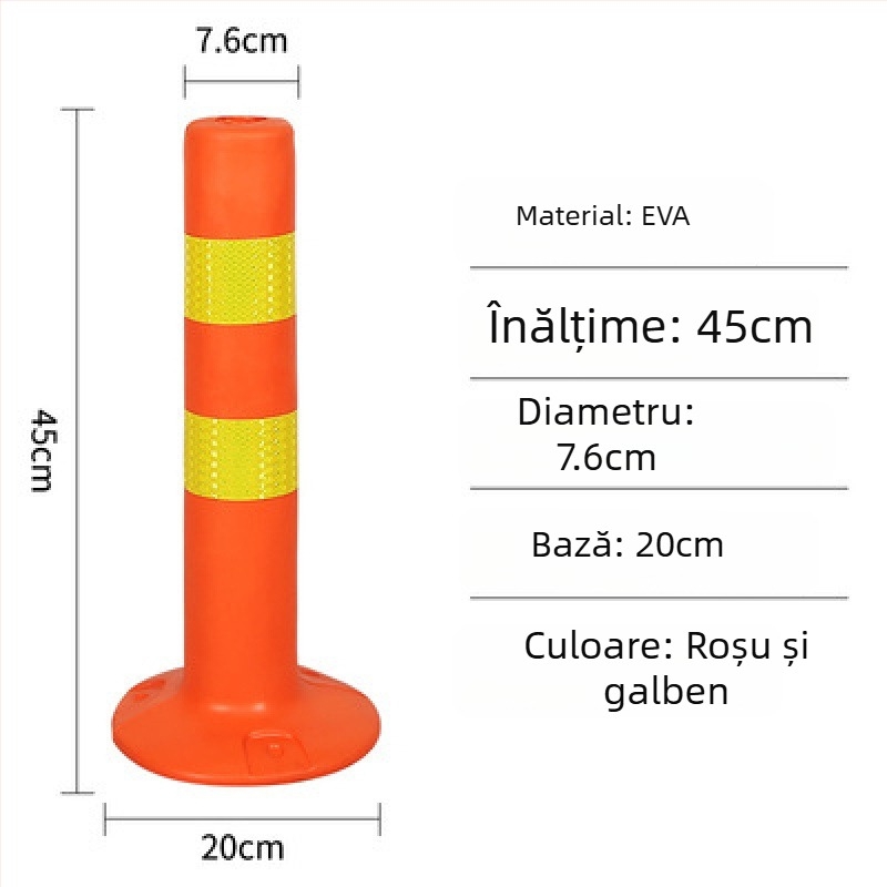 Coloană de avertizare din plastic PE cu tijă PU elastică, separator EVA pentru drum, coloană reflectorizantă și stâlpi ghidaj