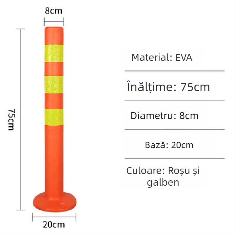 Coloană de avertizare din plastic PE cu tijă PU elastică, separator EVA pentru drum, coloană reflectorizantă și stâlpi ghidaj