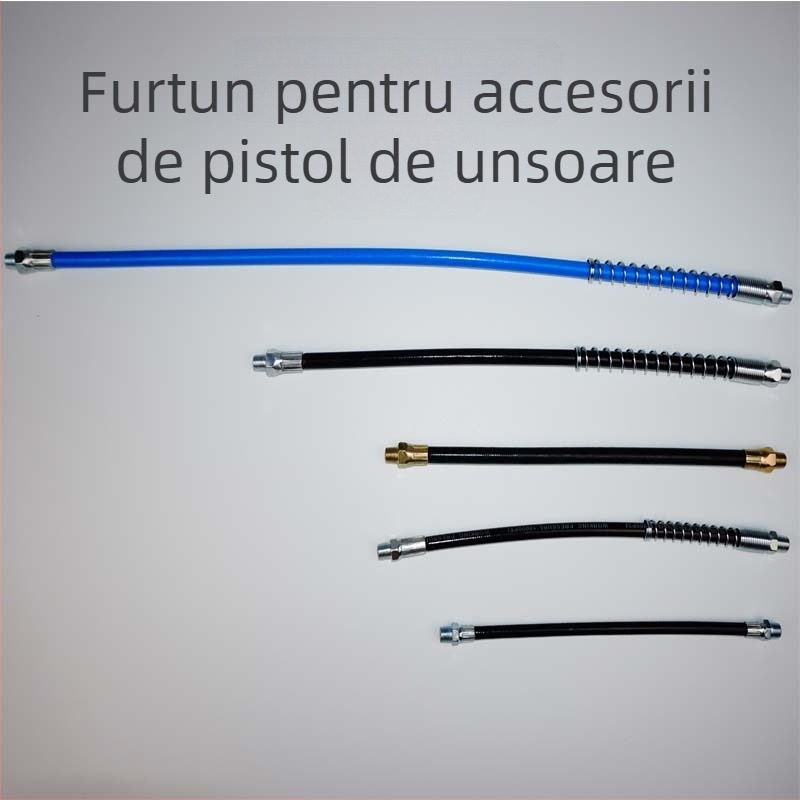 Set accesorii pentru pistol de uns pentru utilizare manuală, electrică și pneumatică, cu duze ascuțite și plate durabile, duză de ungere, furtun de înaltă presiune, cupă din piele și țeavă dură