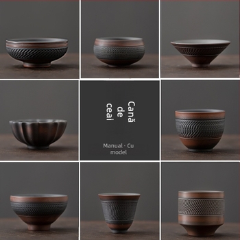Ceșuță de ceai din ceramică mov, lucrată manual – ceașcă mare de maestru, set Kung Fu pentru ceai