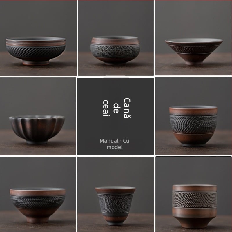 Ceșuță de ceai din ceramică mov, lucrată manual – ceașcă mare de maestru, set Kung Fu pentru ceai