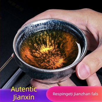 ceașcă de ceai Jianyang Jianzhan autentică, pentru utilizare personală, ceramică cu glazură de cuptor, mare, unisex, porție individuală