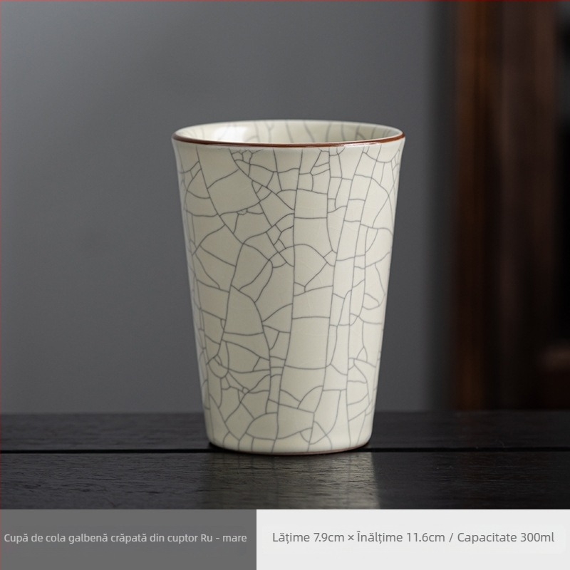 Ru Kiln ceașcă de porțelan - cană mare pentru ceai, apă și băuturi, design albastru și alb