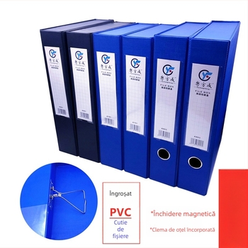 Cutie pentru fișiere din PVC, capacitate mare, cu clemă metalică, format A4, cutie de depozitare