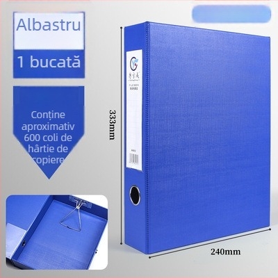Cutie pentru fișiere din PVC, capacitate mare, cu clemă metalică, format A4, cutie de depozitare