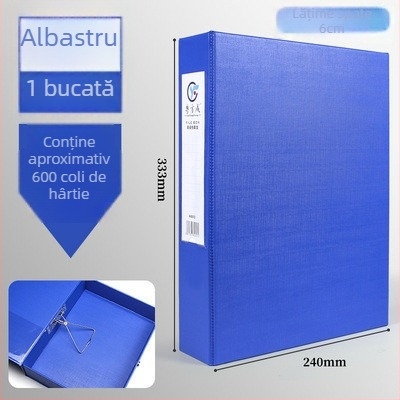 Cutie pentru fișiere din PVC, capacitate mare, cu clemă metalică, format A4, cutie de depozitare