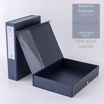 Cutie pentru fișiere din PVC, capacitate mare, cu clemă metalică, format A4, cutie de depozitare